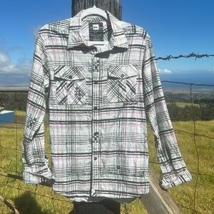 Vintage 80s quicksilver Colorfull button up plaid top Small